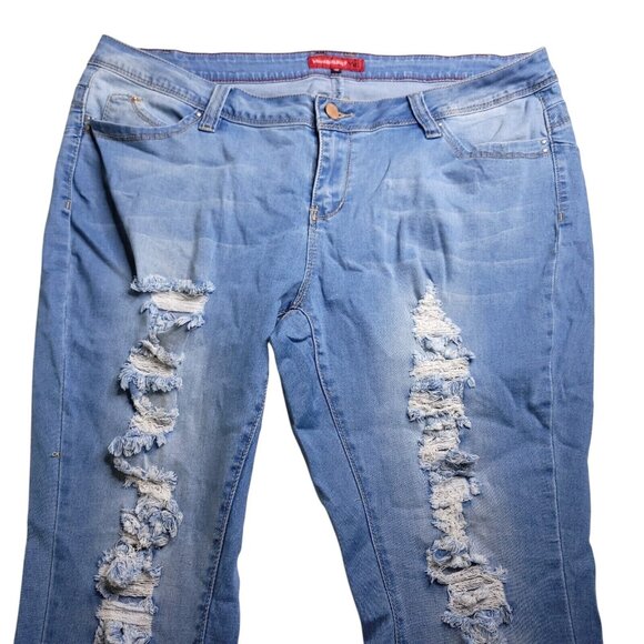 Ymi Wanna Betta Butt? Womens Skinny Jeans 20W Distressed Light Wash Mid Rise - Picture 5 of 8